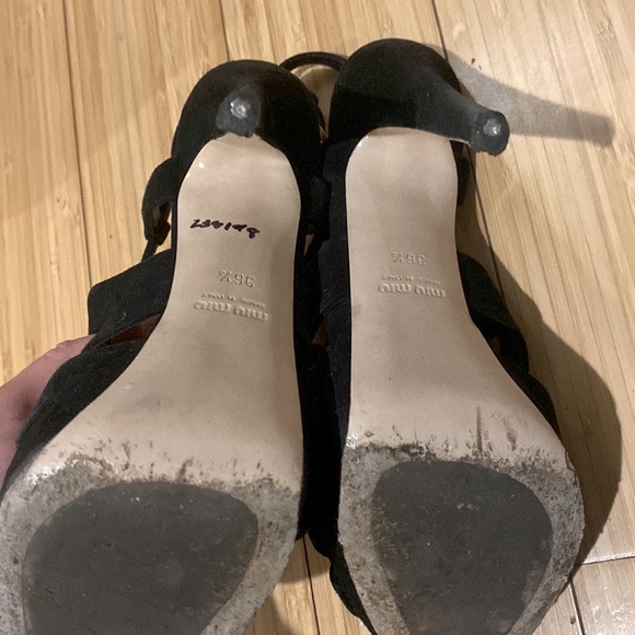 Miu Miu Womens Sandal Stiletto Heels Black Beige Ankle Strap Buckle 36.5 - Picture 5 of 5